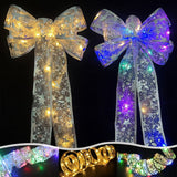 Christmas Gifts Ribbon with Lights Bows String Lights Xmas Deorative Christmas Tree Ornaments New Year Navidad Natal 2/4/5m