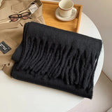 1PC New Soft Winter Cashmere Scarf Solid Color Warm Long Tassel Scarves Mohair Thickened Wrap Shawls For Women Girls