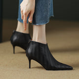 New Women ankle boots natural leather 22-24.5cm Embossed Fetal cowhide full leather modern boots high heel short boots