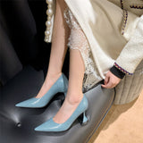High Heels Sexy Women Spring New PU Leather Pointed Wine Cup Heel Dress Party Pumps Black Shoes for Women Plus Size 42 43