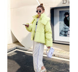 Winter new Korean style fluffy hooded bread down jacket women thick loose short jacket