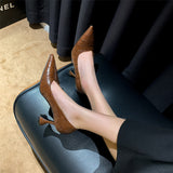 High Heels Sexy Women Spring New PU Leather Pointed Wine Cup Heel Dress Party Pumps Black Shoes for Women Plus Size 42 43