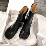 goosudu Luxury Brand Designer Split Toe Ankle Boots New Fashion Chunky Round High Heels Women Boots Winter Tabi Shoes Short Boots