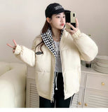 New Winter Down Cotton Jacket Women Zipper Loose Padded Coat Female Solid Thickening Warm Puffer Parkas Jackets Black White