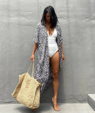 Beach Cover Ups for Swimwear Women Black Tie Dye Kimono Swimsuit Cape Summer Dress Beachwear Outfits Sales