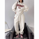 Streetwear 2 Piece Sets Womens Outfits Autumn Y2k Tracksuit Solid O-Neck Letter Print Sweatshirt + Trousers Female Loose Suits