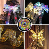 Christmas Gifts Ribbon with Lights Bows String Lights Xmas Deorative Christmas Tree Ornaments New Year Navidad Natal 2/4/5m