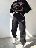 Autumn Winter Women Letter Print Tracksuit  Loose Pants Two Piece Sets Female Casual O-neck Sweatshirt Sportswear Outfits