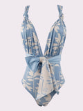 Fashion Print Beach Swimsuit Set Two-piece with Summer Dresses for Women Separate Bandeau String Lace Up bikinis Cover-ups