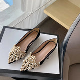 New Trend Pearl Ballet Flats Women Pumps Floors Shoes Without Heels Loafers Female Dress Moccasins Ladies Luxury Autumn PU