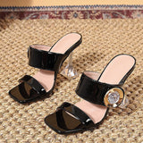 New Transparent Heels 9CM Slippers Outdoor Fashion Metal Crystal Buckle Designer Sandal Women Slides Party Dress Shoe