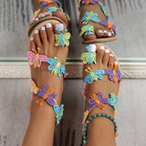 Summer Women Butterfly Flats Sandals Casual Beach Shoes New Fashion Clip Toe Slippers Walking Bohemian Shoes Femme Slides