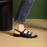 New Summer Women Shoes Open Toe Sandals Genuine Leather Casual Gladiator Retro Sandals Low Heel Shoes Real Leather Shoes