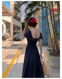 goosudu Summer New Women Elegant Midi  Chic Drawstring Dresses Holiday Prom Beach Robe Vestidos  Clothes