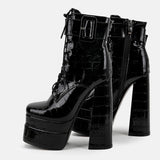 goosudu  Platform Ankle Boots For Women Lace Up Brand New Chunky Heel Fashion Sexy High Quality Shoes Buckle Autumn Popular New