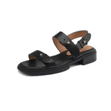 New Summer Sandals Women Shoes Chunky Heel Open Toe Retro Sandals for Women Handmade Retro Leather Women Sandals