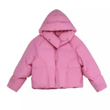 Winter new Korean style fluffy hooded bread down jacket women thick loose short jacket