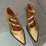 New Autumn Spring Fashion Pointed Toe Ladies Low Heel Sandals Buckle Strap Outdoor Female Casual Shallow Women Pumps Shoes