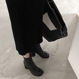goosudu Luxury Brand Designer Split Toe Ankle Boots New Fashion Chunky Round High Heels Women Boots Winter Tabi Shoes Short Boots