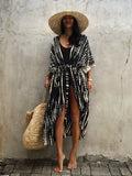 Beach Cover Ups for Swimwear Women Black Tie Dye Kimono Swimsuit Cape Summer Dress Beachwear Outfits Sales