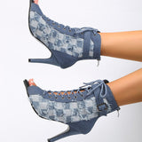 Women Denim High Heels Shoes Sexy Sandals Autumn Designer New Cool Boots Sandals Party Shoes Zipper Pumps Prom Zapatillas