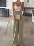 goosudu Color Matching Women Sling Loose Jumpsuit High Waist Straight Female Casual Jumpsuits Summer Fashion Office Ladies Clothes