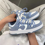 goosudu New Women’s Sneakers Haze Blue Love Breathable Students Casual Sports Shoes Women Couple Borads Shoes Men Outdoor Sneakers