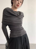 Off-the-shoulder French One-shoulder Sweater Women's New Design Autumn Winter Knitt Undershirts