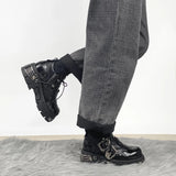 Men and Women Vintage Rock Couple Shoes New Dark Punk Leather Retro Boots Metal Niche Design Unisex Single Platform Shoes