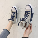 goosudu Spring Summer Fashion New Bear Women Canvas Shoes High-top Canvas Shoes Lace Up Casual Sneakers Female Off White Shoes