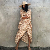 woloong New Summer Women Boho Maxi Dress Summer Sexy Hollow Dresses Beach Cover Up Female Robe Dress Bikini Cover-ups Clothing Gift