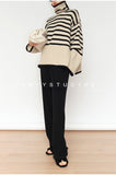 Fashion Tops Women Striped High Collar Sweater New Autumn Winter Loose Design Knitted Pullover Oversized Sweater  Jumper