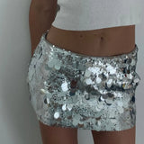 Women Mini Skirts Sexy Hot Girl Sequined Light-Reflecting & Short Type Sheath Skirt Carnival Party Clothings New Dress