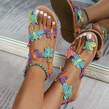 Summer Women Butterfly Flats Sandals Casual Beach Shoes New Fashion Clip Toe Slippers Walking Bohemian Shoes Femme Slides