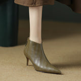 New Women ankle boots natural leather 22-24.5cm Embossed Fetal cowhide full leather modern boots high heel short boots