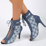 Women Denim High Heels Shoes Sexy Sandals Autumn Designer New Cool Boots Sandals Party Shoes Zipper Pumps Prom Zapatillas