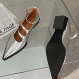 New Autumn Spring Fashion Pointed Toe Ladies Low Heel Sandals Buckle Strap Outdoor Female Casual Shallow Women Pumps Shoes