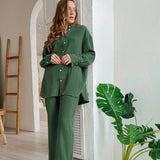 100% Cotton Pyjamas Set Women's Home Clothes Long Sleeve 2 Piece Sets Sleepwear Female Casual Trouser Suits Pajamas Solid