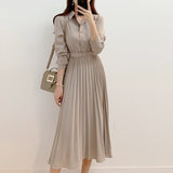 woloong New Design Japan Style Women Chic Korea Basic Wear Casual Robe Solid Cotton Blend Vintage Long Maxi Shirt Dress Belt Vestidos