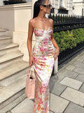 goosudu Suninheart Summer Spaghetti Strap Floral Print Party Dresses Elegant Maxi Bodycon Wedding Guest Holiday Dress New In Dress