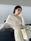 Off-the-shoulder French One-shoulder Sweater Women's New Design Autumn Winter Knitt Undershirts