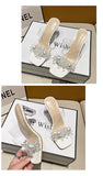 woloong New Summer Transparent Slippers Women Fashion Open Toe Crystal Wedges High Heels Female Slides Flower Sandals for Womens