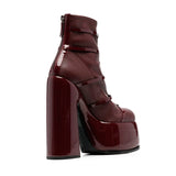 goosudu Women's Shoes New Fashion Autumn Winter Chunky High Heel Black Wine Red Buckle Dress Party Female Ankle Boots 35-43