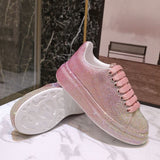 Autumn Leather Women Shoes New Style Fashion Pink Platform Shoes Ins Platforms Sneakers Tide Shine Bling Rhinestone Shoes