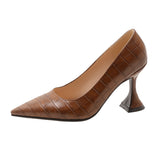 High Heels Sexy Women Spring New PU Leather Pointed Wine Cup Heel Dress Party Pumps Black Shoes for Women Plus Size 42 43
