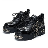 Men and Women Vintage Rock Couple Shoes New Dark Punk Leather Retro Boots Metal Niche Design Unisex Single Platform Shoes