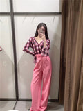 goosudu New Pink Pants Women High Waist Wide Leg Trousers Woman Casual Baggy Pant Suits Spring Streetwear Wide Pants