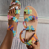 Summer Women Butterfly Flats Sandals Casual Beach Shoes New Fashion Clip Toe Slippers Walking Bohemian Shoes Femme Slides