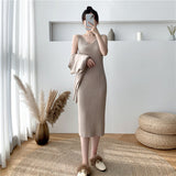 New Fall/Winter Bat Sleeve O-Neck Soft Sweater  + Women's Knitted Vest Long Dress Two-Piece Dress Sets