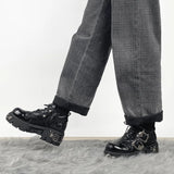 Men and Women Vintage Rock Couple Shoes New Dark Punk Leather Retro Boots Metal Niche Design Unisex Single Platform Shoes